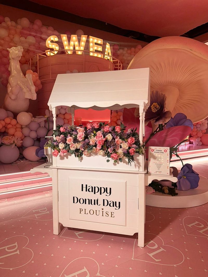 PrettyLittleCarts doughnut cart hire set up for a brand activation event